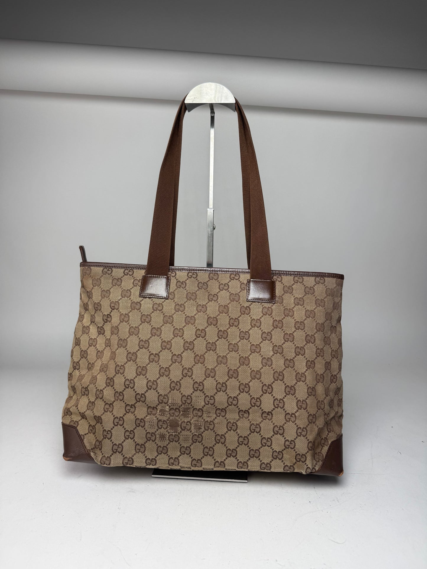 Vintage Gucci Monogram Handbag Beige Brown