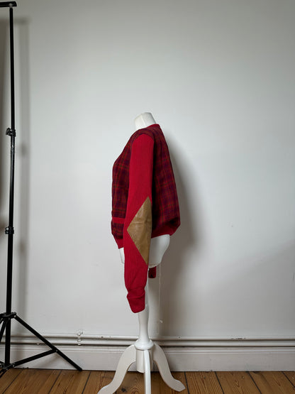 Vintage Dior Silk Cotton Cardigan Red Maroon M