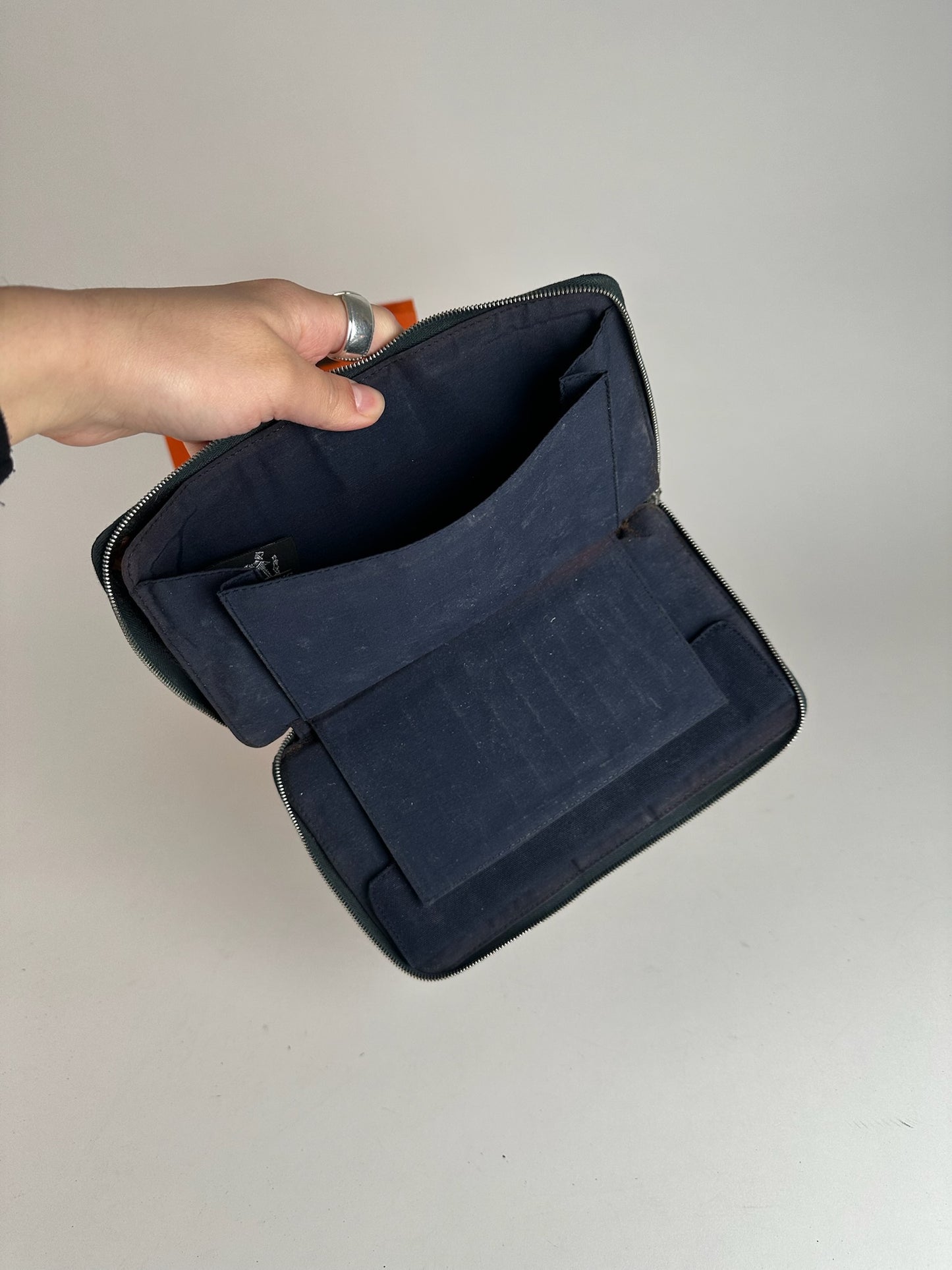 Vintage Hermes Canvas Wallet Navy