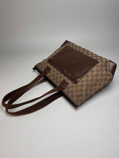 Vintage Gucci Monogram Handbag Beige Brown