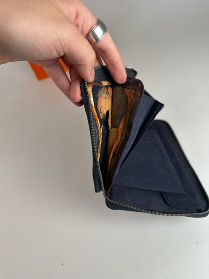 Vintage Hermes Canvas Wallet Navy