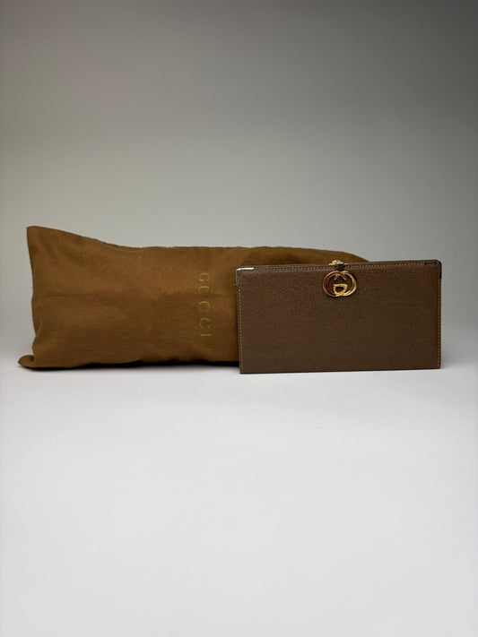 Vintage Gucci Pebbled Leather Bifold Wallet Late 1970s Dark Brown