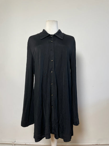Vintage Fendi Logo Button Rayon Shirt Black M