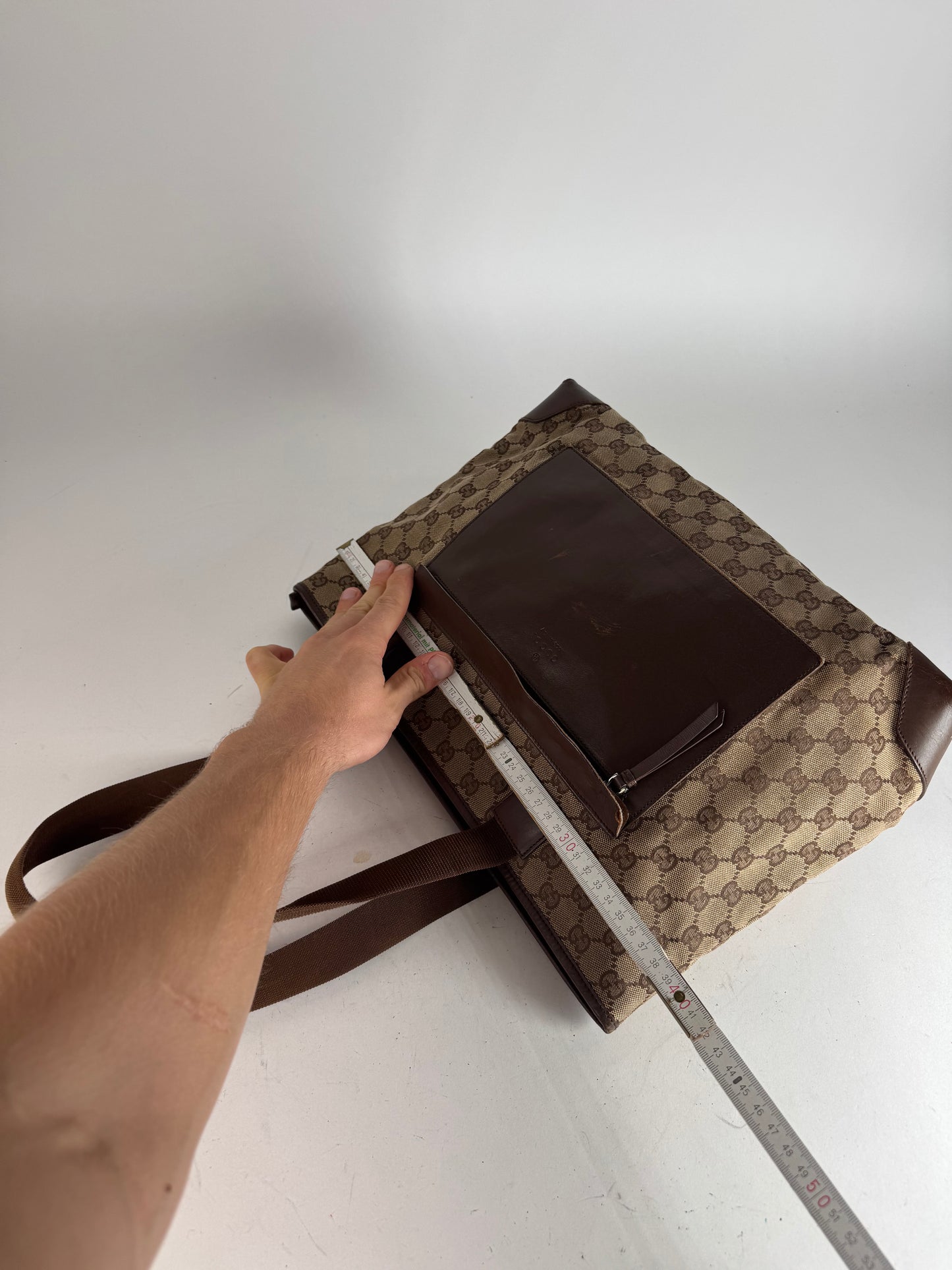 Vintage Gucci Monogram Handbag Beige Brown