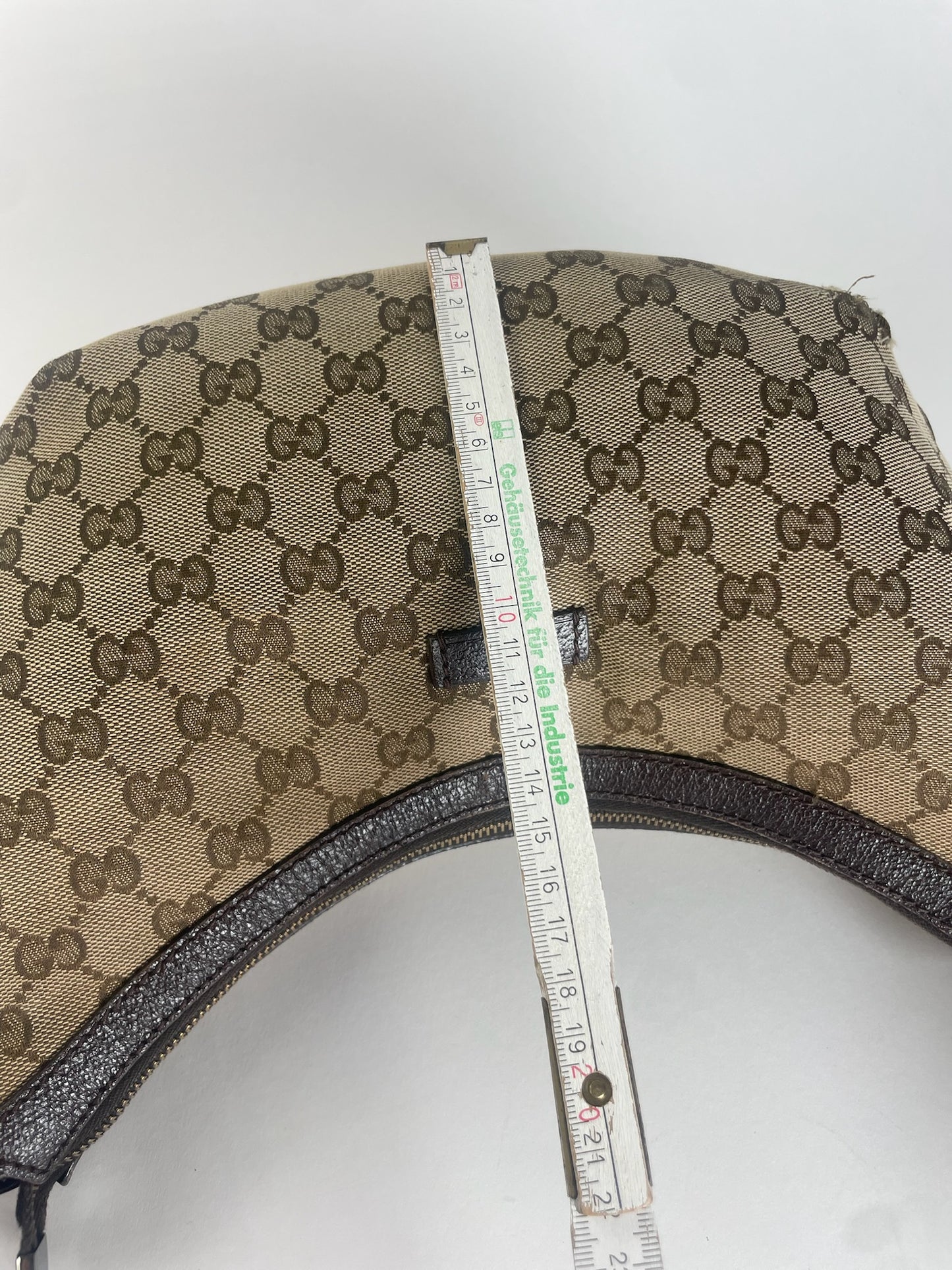 Vintage Gucci Monogram Croissant Shoulder Bag Beige Brown