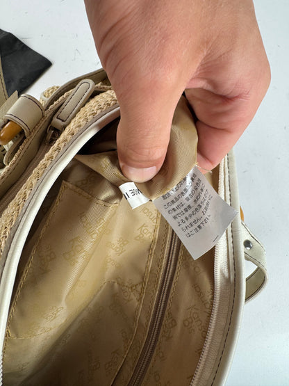 Sac à main vintage Kansai Yamamoto beige blanc