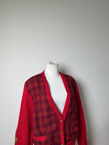 Vintage Dior Silk Cotton Cardigan Red Maroon M