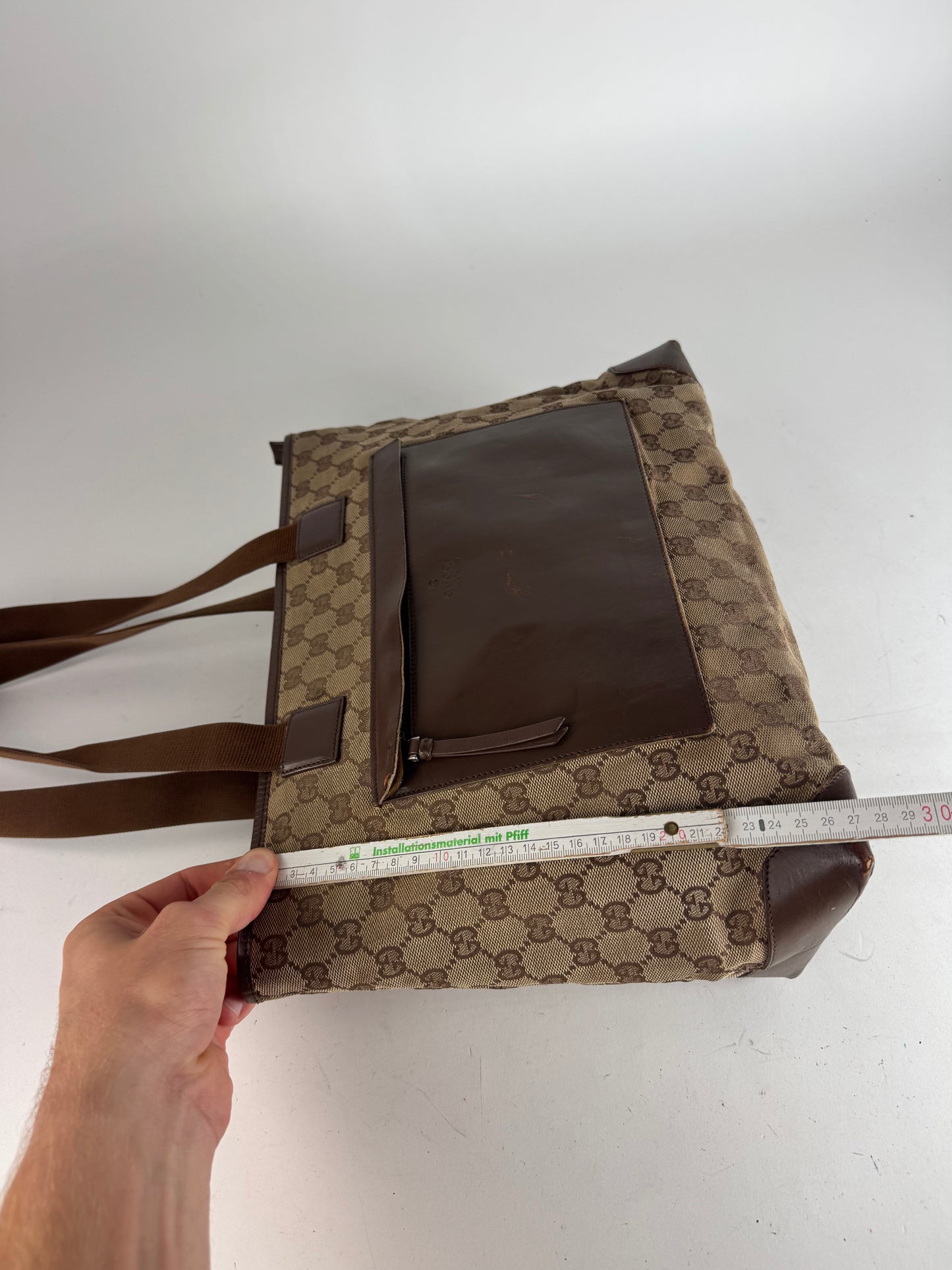 Vintage Gucci Monogram Handbag Beige Brown