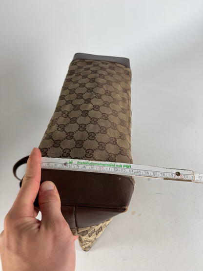 Vintage Gucci Monogram Handbag Beige Brown