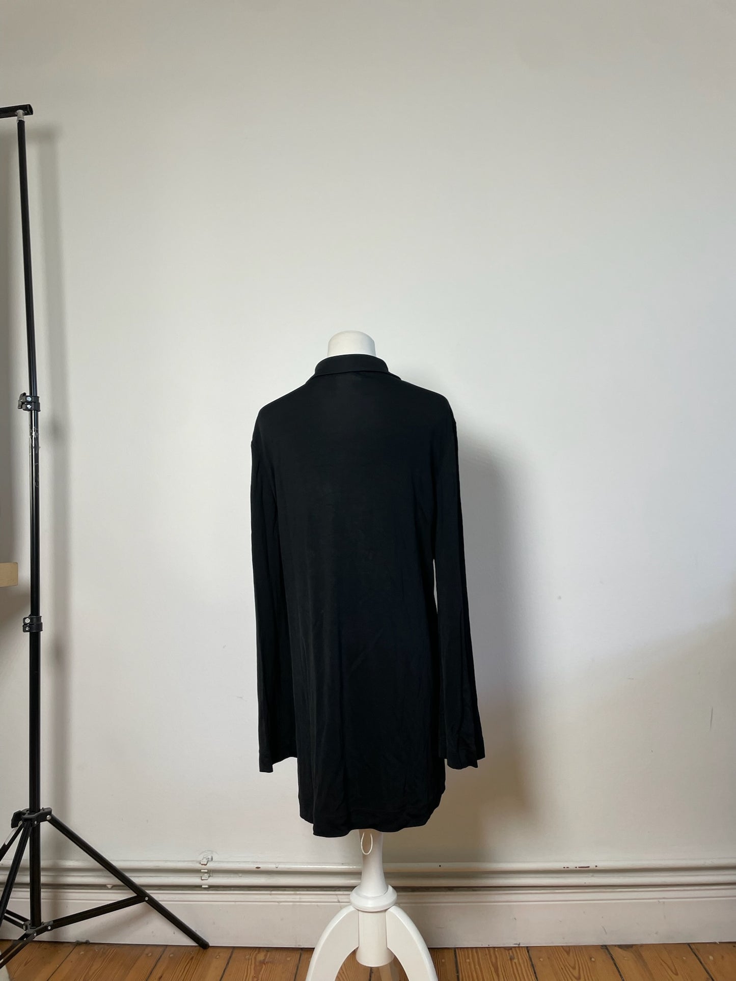 Vintage Fendi Logo Button Rayon Shirt Black M