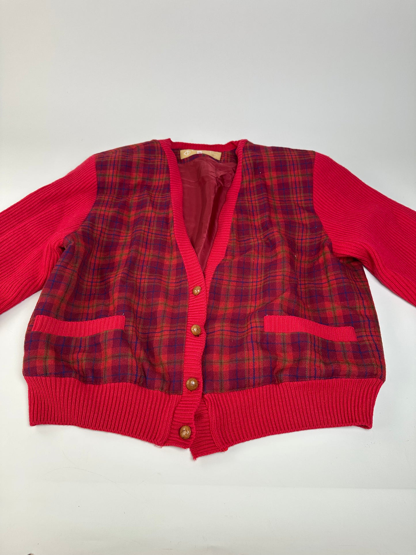 Vintage Dior Silk Cotton Cardigan Red Maroon M