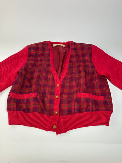 Vintage Dior Silk Cotton Cardigan Red Maroon M