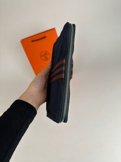 Vintage Hermes Canvas Wallet Navy