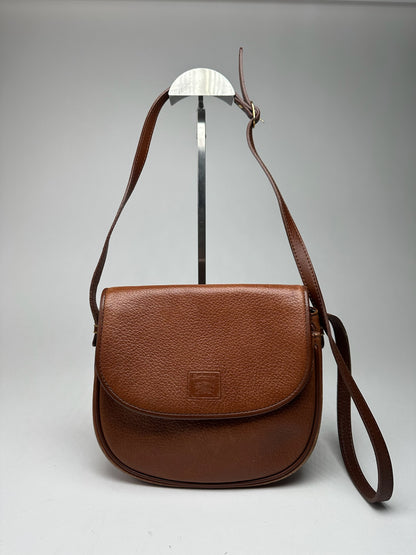 Sac bandoulière vintage Burberry en cuir marron
