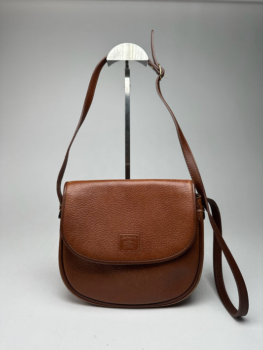 Sac bandoulière vintage Burberry en cuir marron