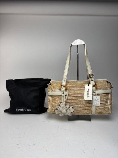 Sac à main vintage Kansai Yamamoto beige blanc