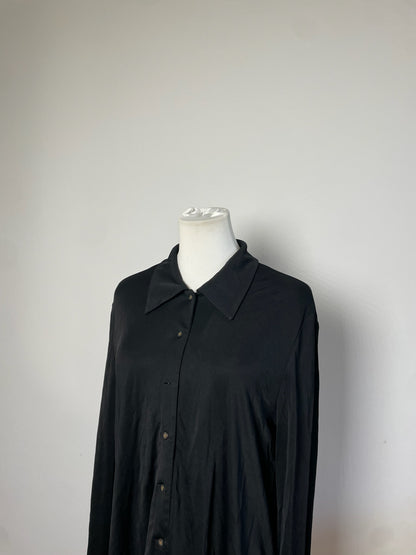 Vintage Fendi Logo Button Rayon Shirt Black M