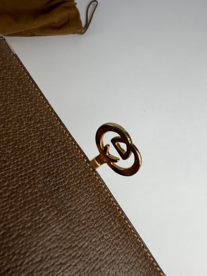 Vintage Gucci Pebbled Leather Bifold Wallet Late 1970s Dark Brown