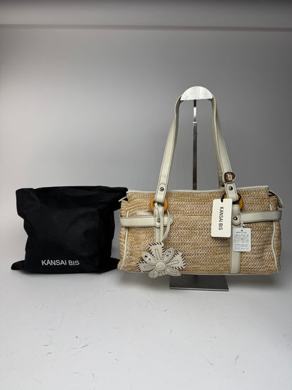 Sac à main vintage Kansai Yamamoto beige blanc
