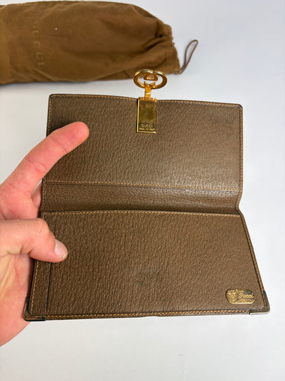 Vintage Gucci Pebbled Leather Bifold Wallet Late 1970s Dark Brown