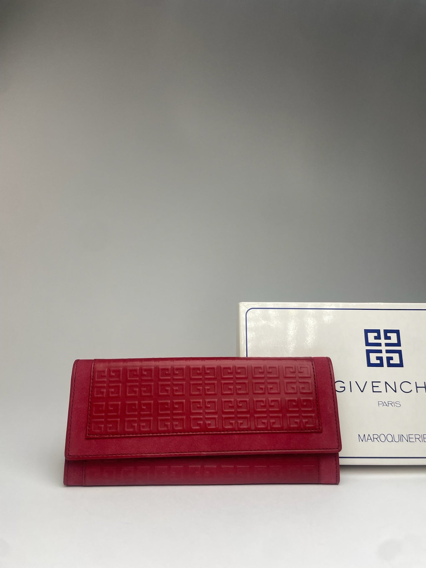 Vintage Givenchy Monogram Leather Long Etui Red