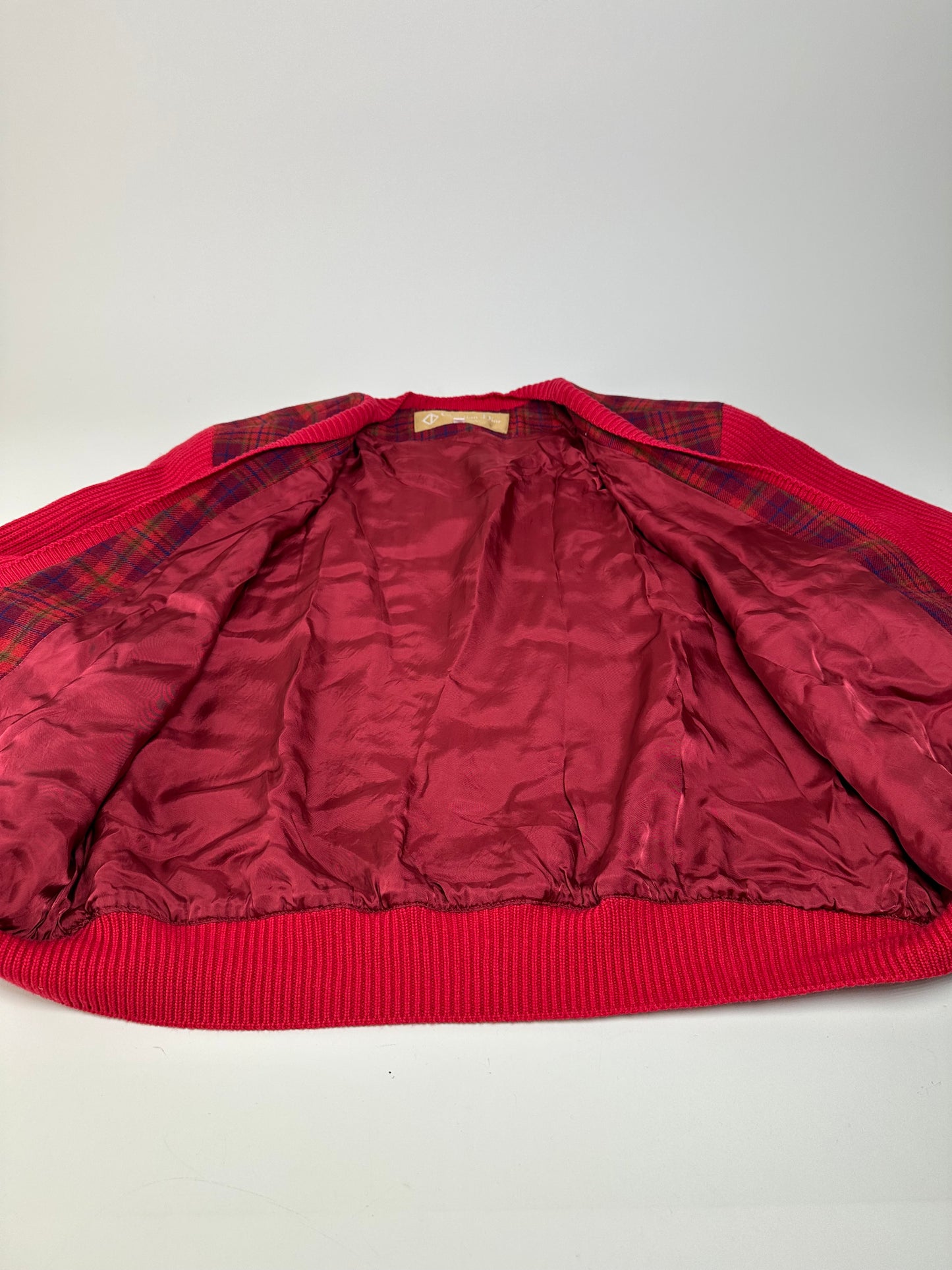 Vintage Dior Silk Cotton Cardigan Red Maroon M