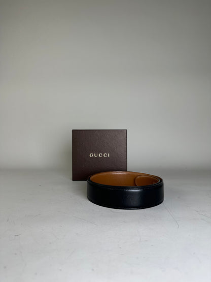 Vintage Gucci Leather Belt Black Tan Ohne Schnalle