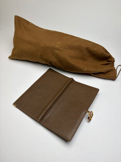 Vintage Gucci Pebbled Leather Bifold Wallet Late 1970s Dark Brown