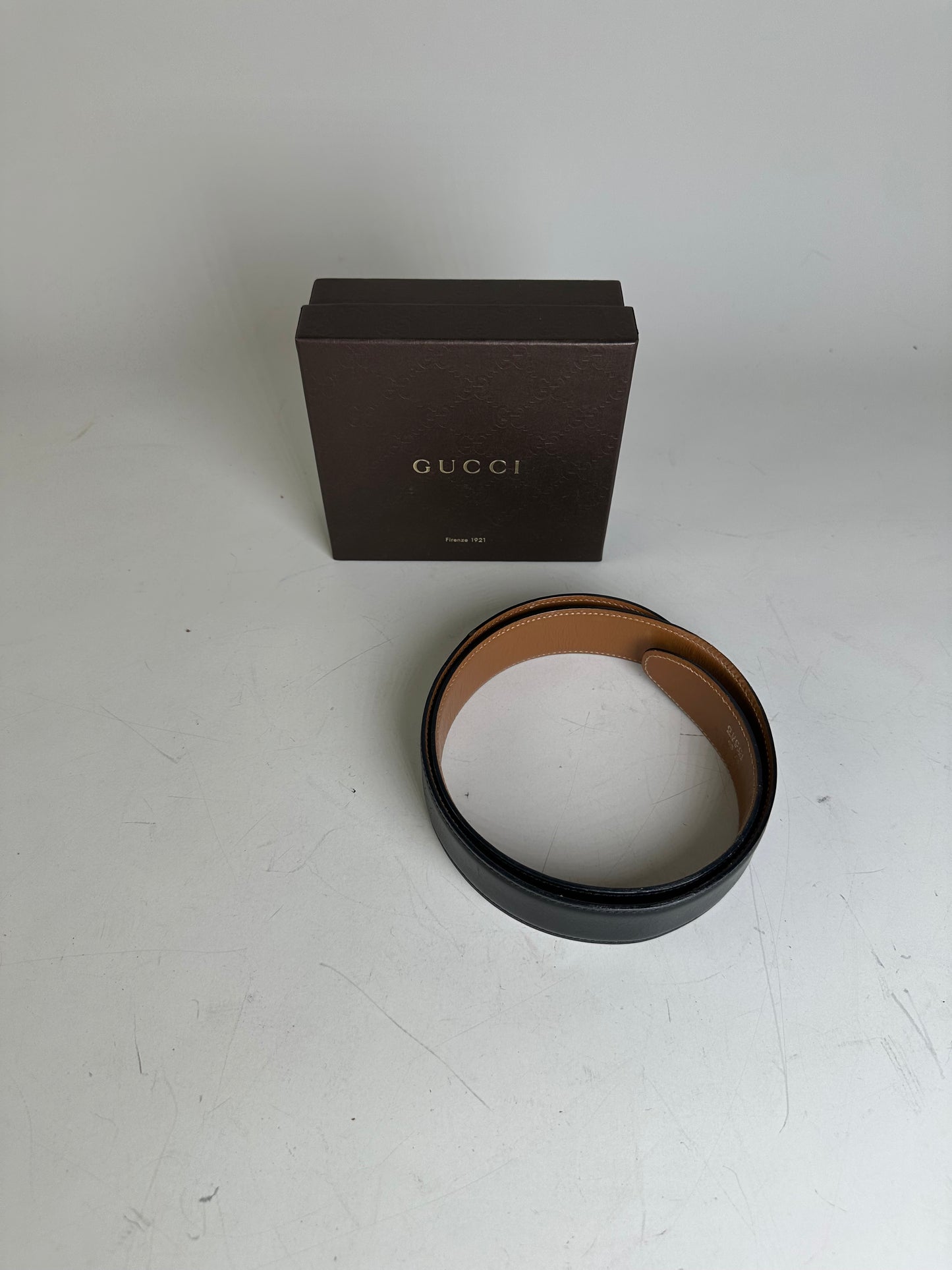 Vintage Gucci Leather Belt Black Tan Ohne Schnalle