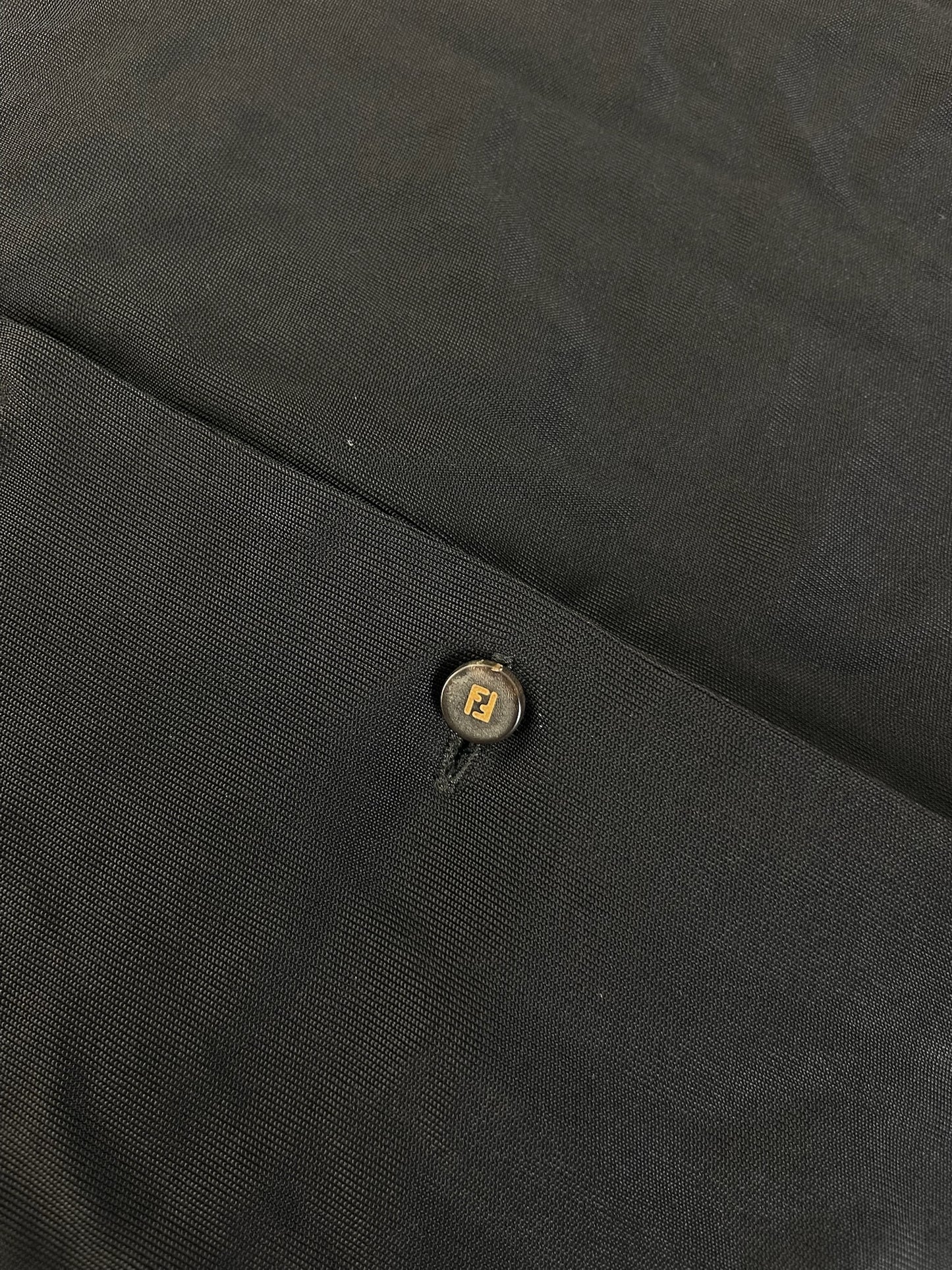 Vintage Fendi Logo Button Rayon Shirt Black M