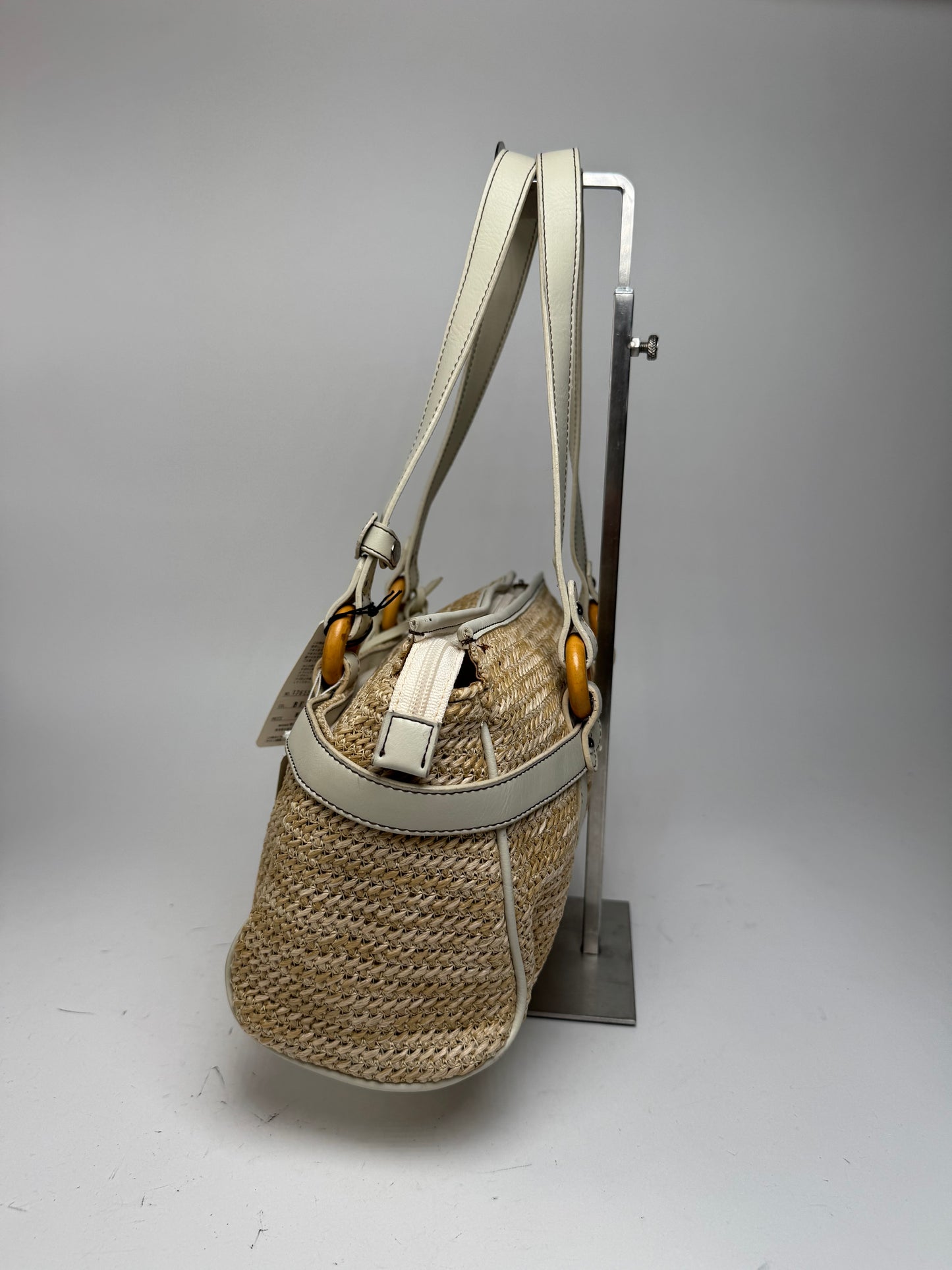 Sac à main vintage Kansai Yamamoto beige blanc