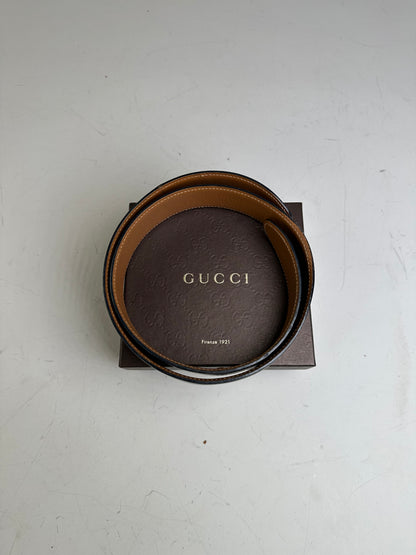 Vintage Gucci Leather Belt Black Tan Ohne Schnalle