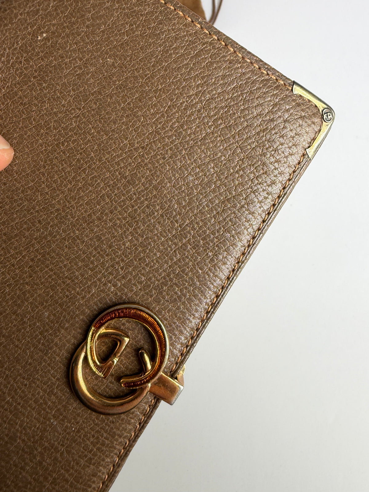 Vintage Gucci Pebbled Leather Bifold Wallet Late 1970s Dark Brown