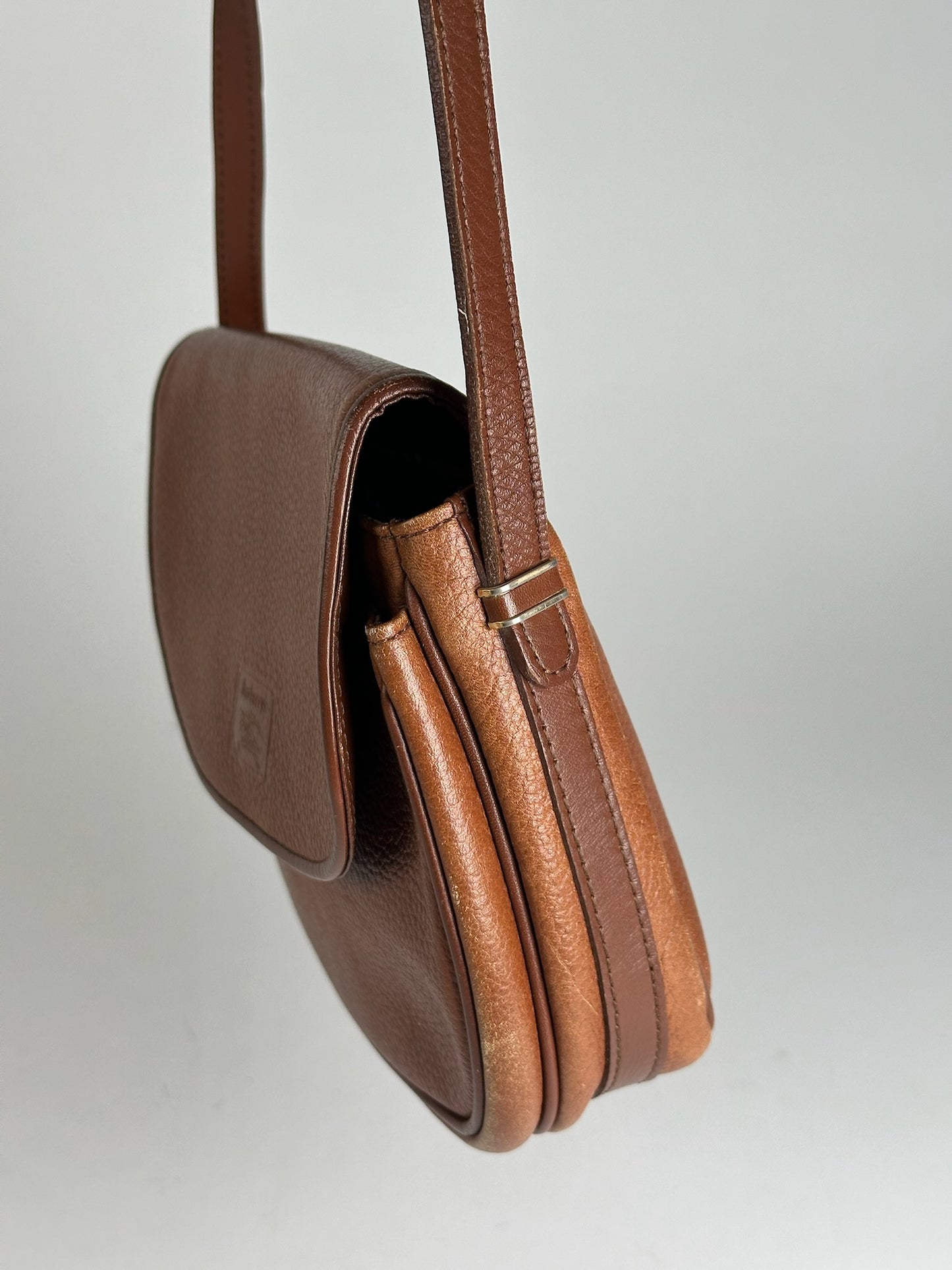 Sac bandoulière vintage Burberry en cuir marron