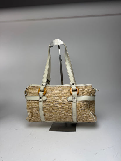 Sac à main vintage Kansai Yamamoto beige blanc