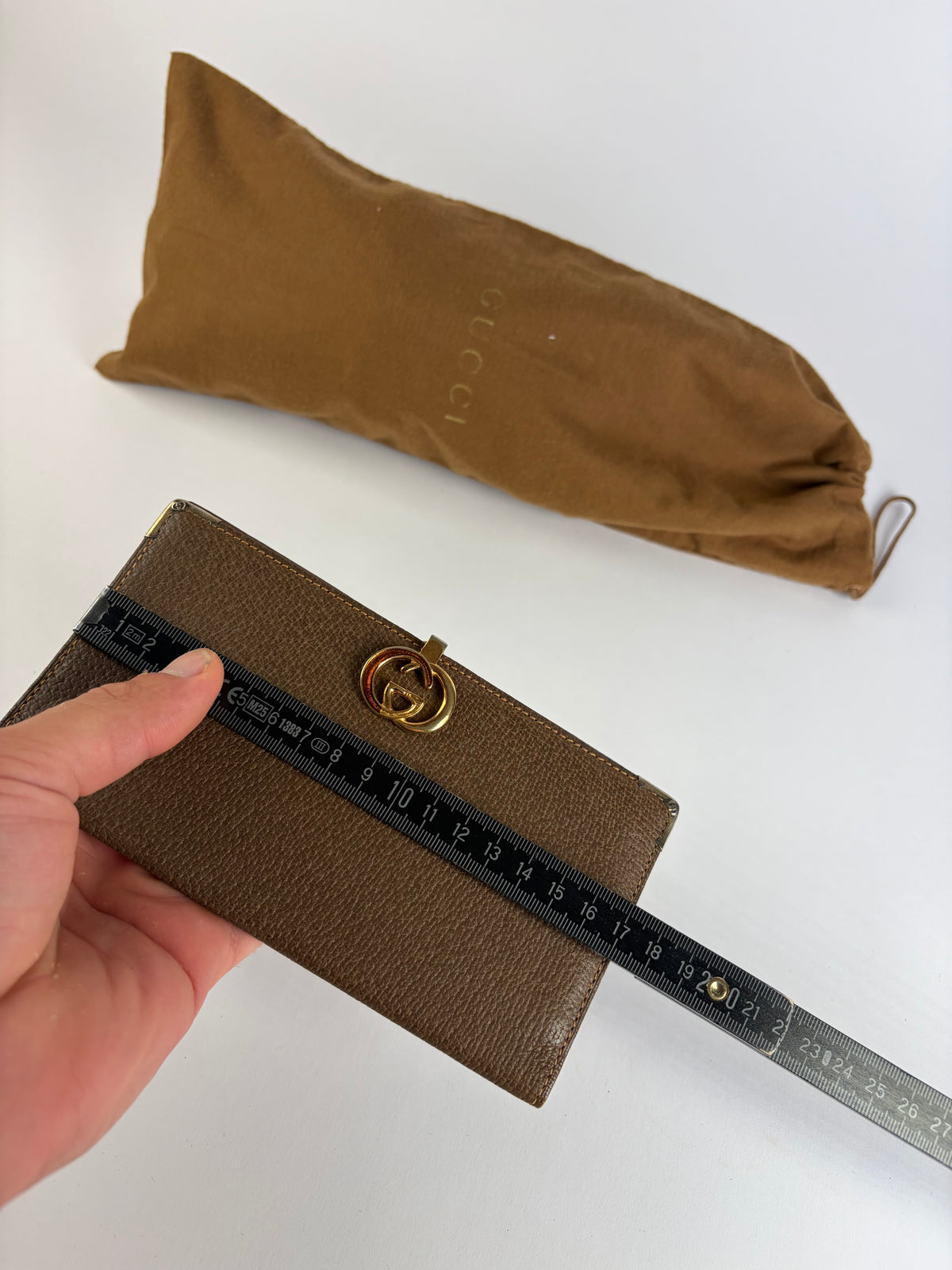 Vintage Gucci Pebbled Leather Bifold Wallet Late 1970s Dark Brown