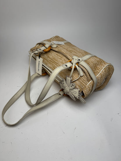 Sac à main vintage Kansai Yamamoto beige blanc