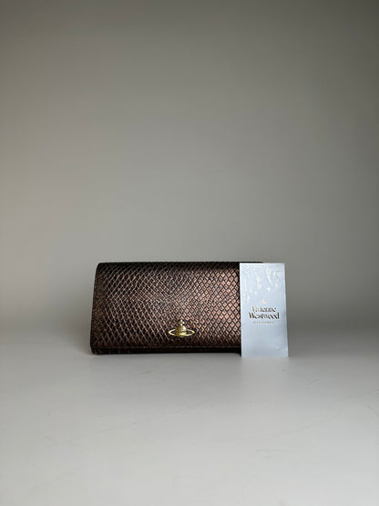 Vintage Vivienne Westwood Leather Wallet Bronze Gold-tone Clasp