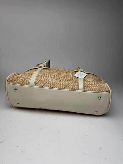 Sac à main vintage Kansai Yamamoto beige blanc