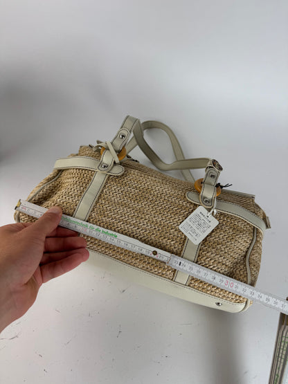 Sac à main vintage Kansai Yamamoto beige blanc