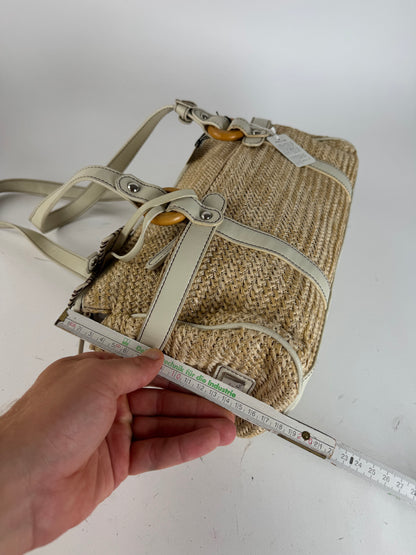 Sac à main vintage Kansai Yamamoto beige blanc