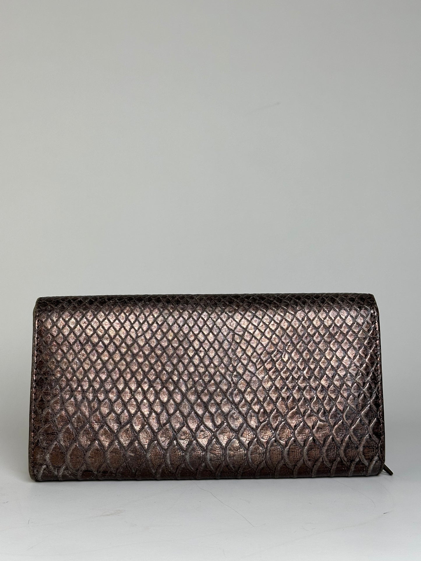 Vintage Vivienne Westwood Leather Wallet Bronze Gold-tone Clasp