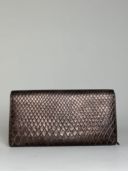 Vintage Vivienne Westwood Leather Wallet Bronze Gold-tone Clasp