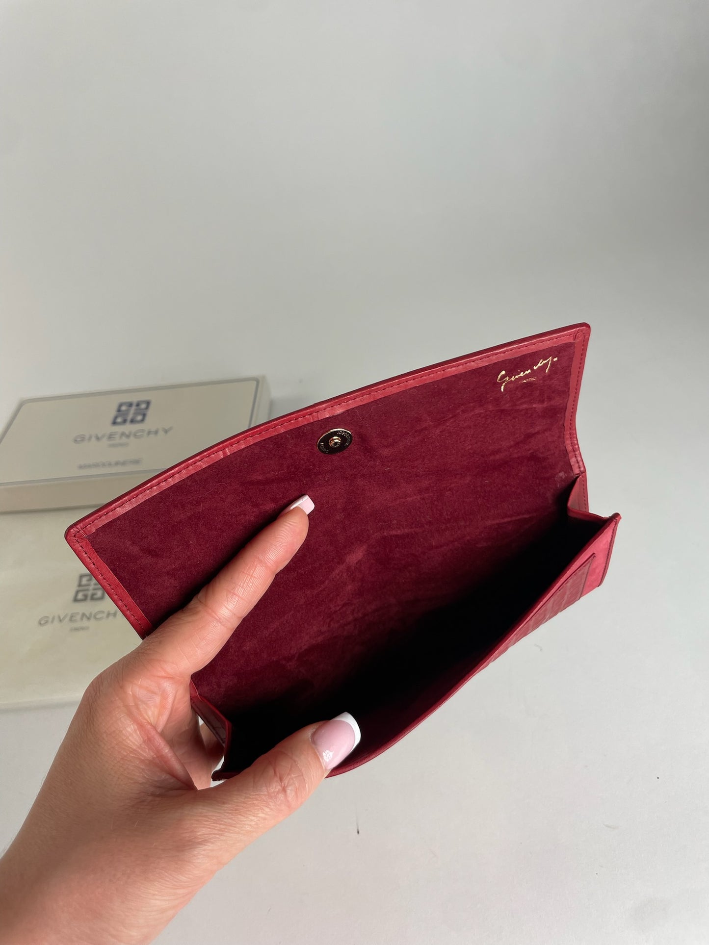 Vintage Givenchy Monogram Leather Long Etui Red