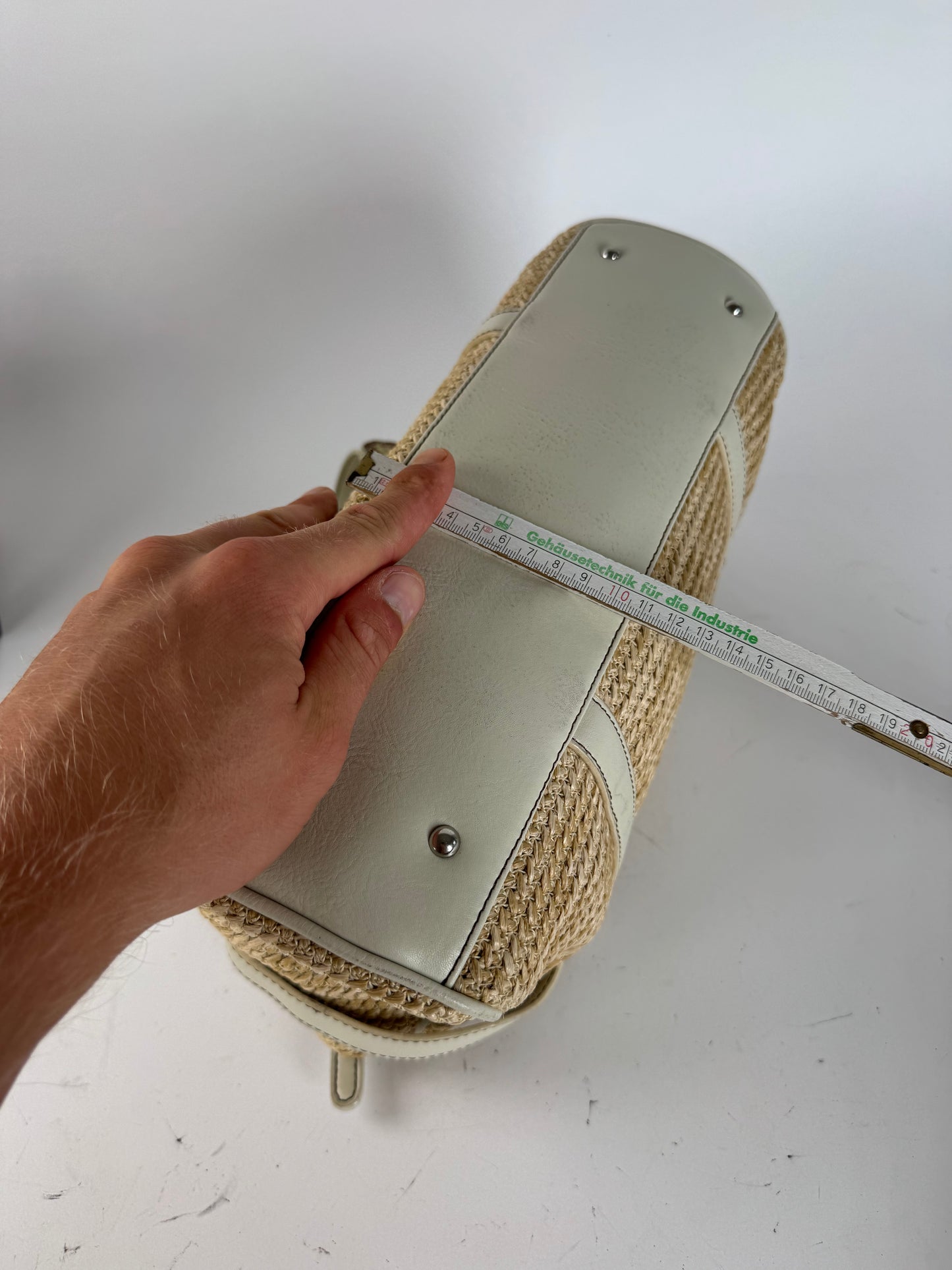 Sac à main vintage Kansai Yamamoto beige blanc