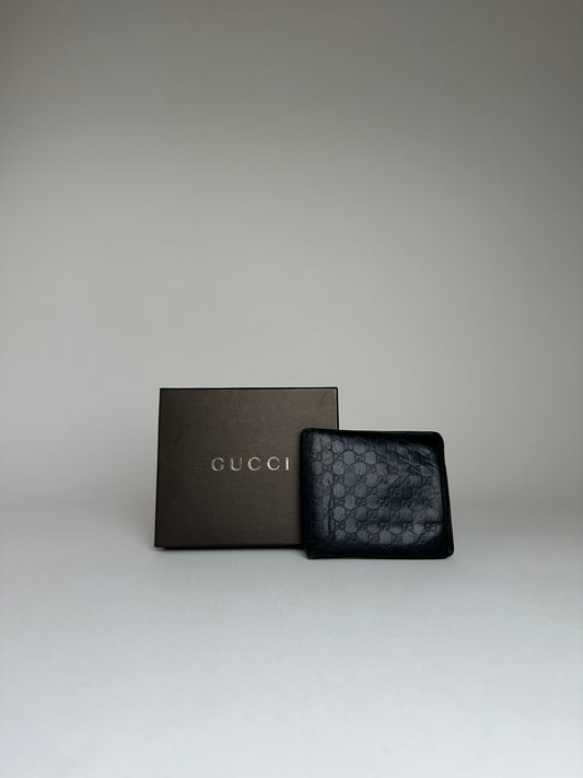 Vintage Gucci Microguccissima Bifold Wallet Navy Blue