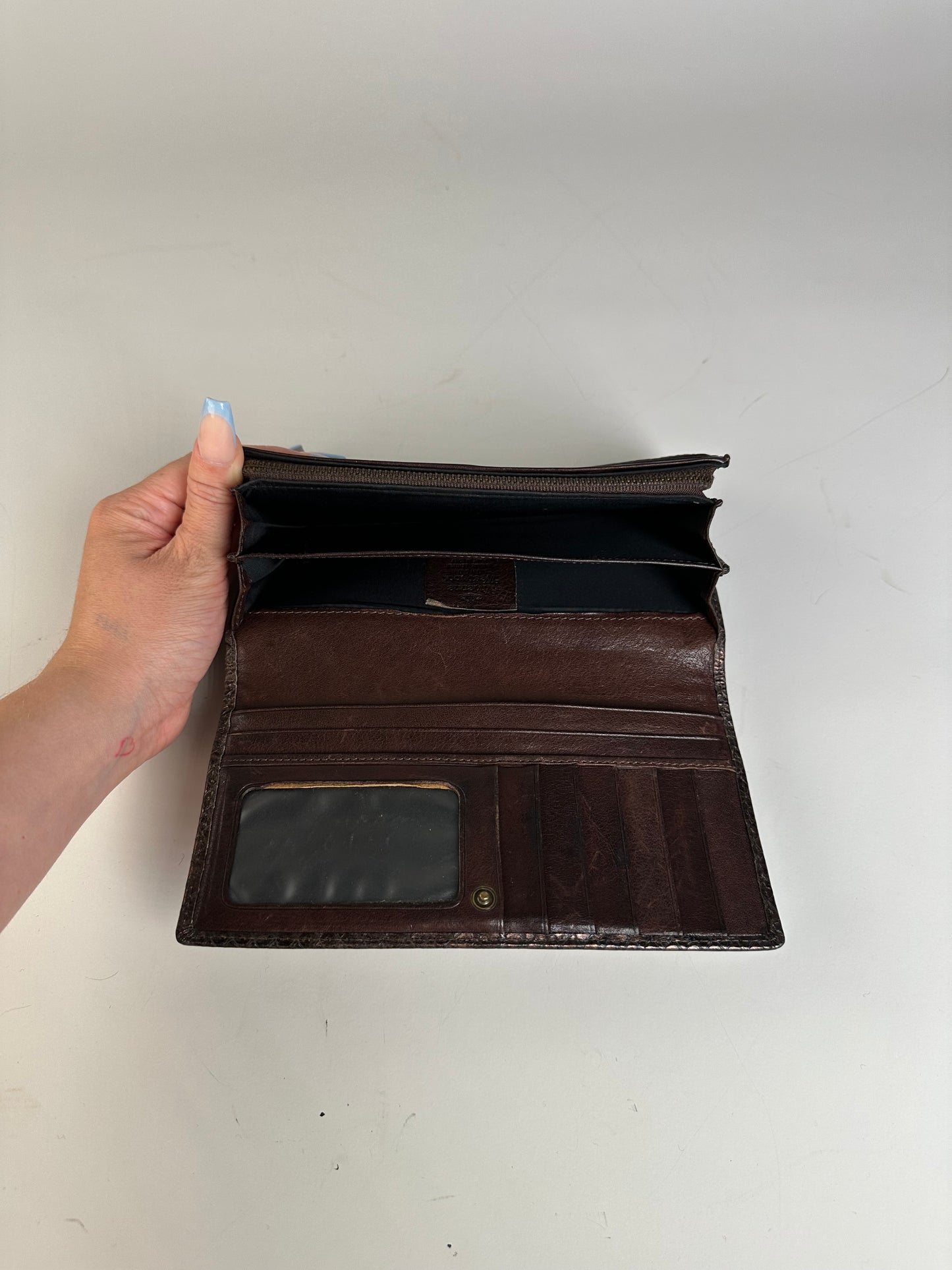 Vintage Vivienne Westwood Leather Wallet Bronze Gold-tone Clasp