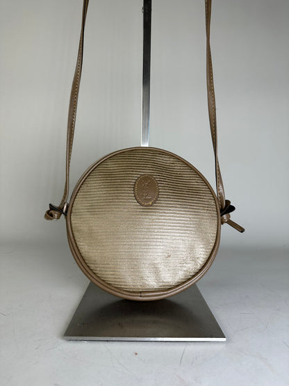 Vintage Yves Saint Laurent Textured Fabric Crossbody Bag Tan Beige