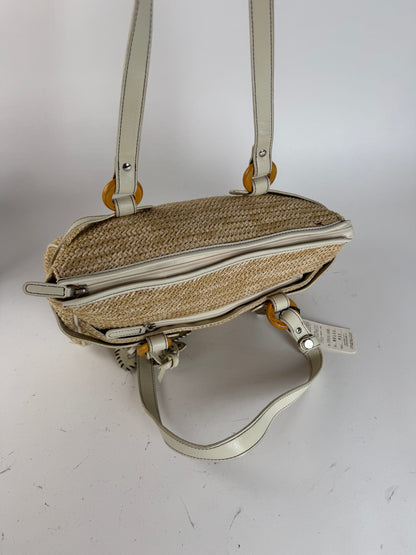 Sac à main vintage Kansai Yamamoto beige blanc