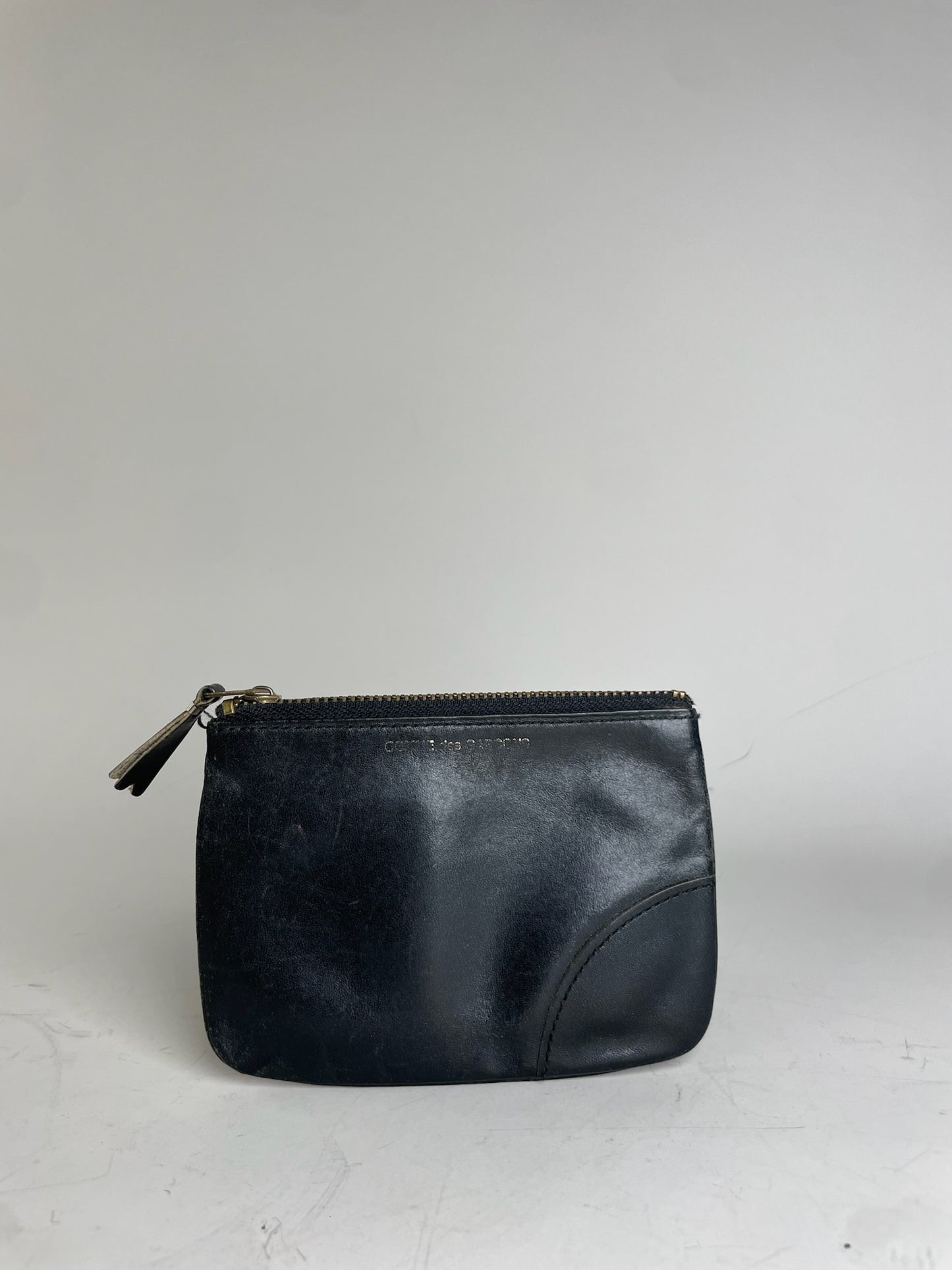 Vintage Comme des Garçons Leather Pouch Black Gold-Tone Zip